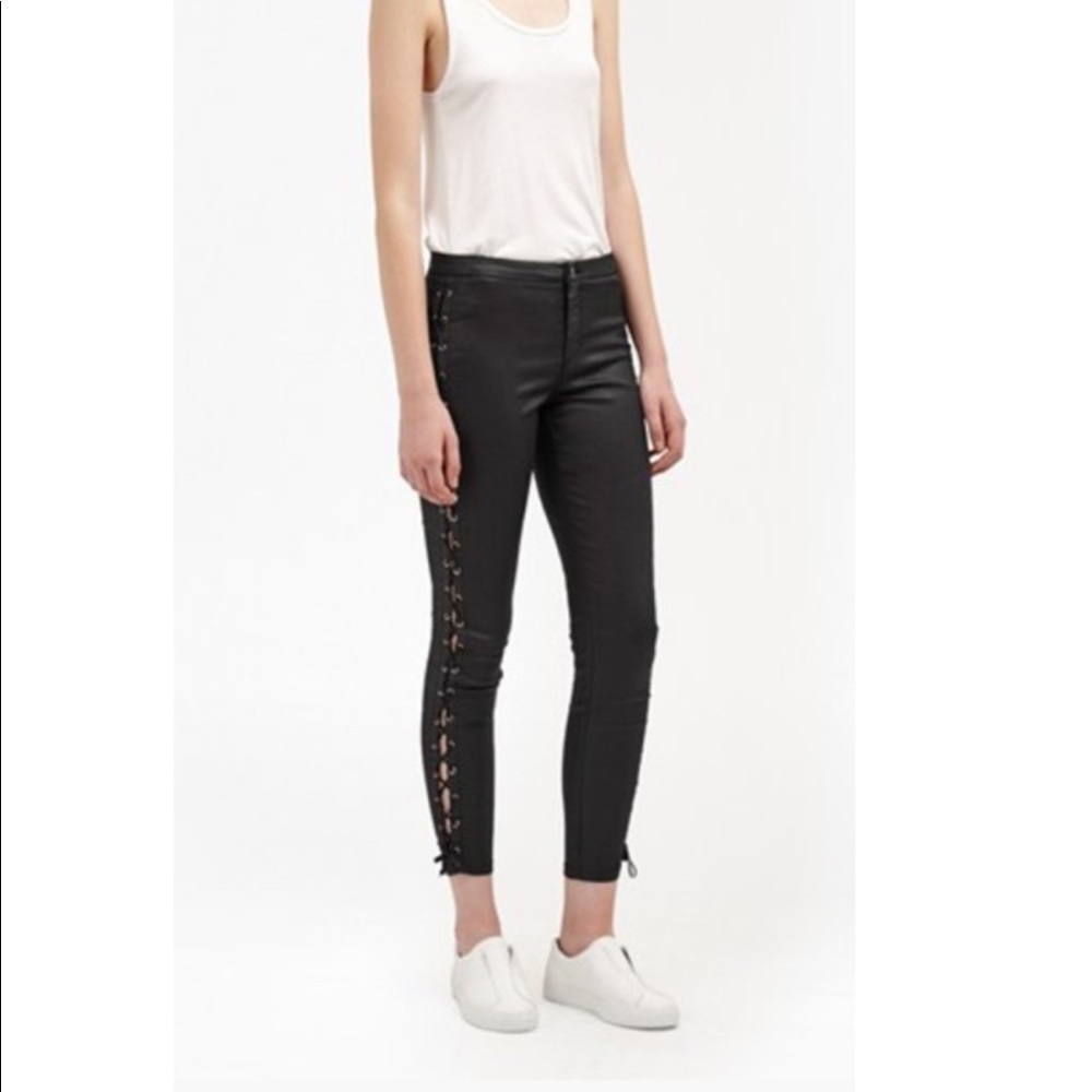 French Connection Lace Up Skinny Leather Pants US0